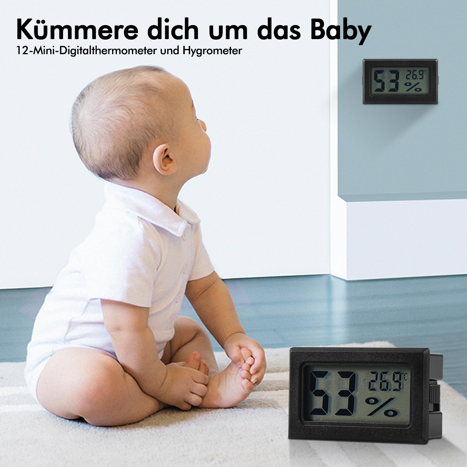 Lot De 12 Thermomètres Hygromètres Intérieur LCD - Mini, Pour Maison, Bureau, Serre - 6