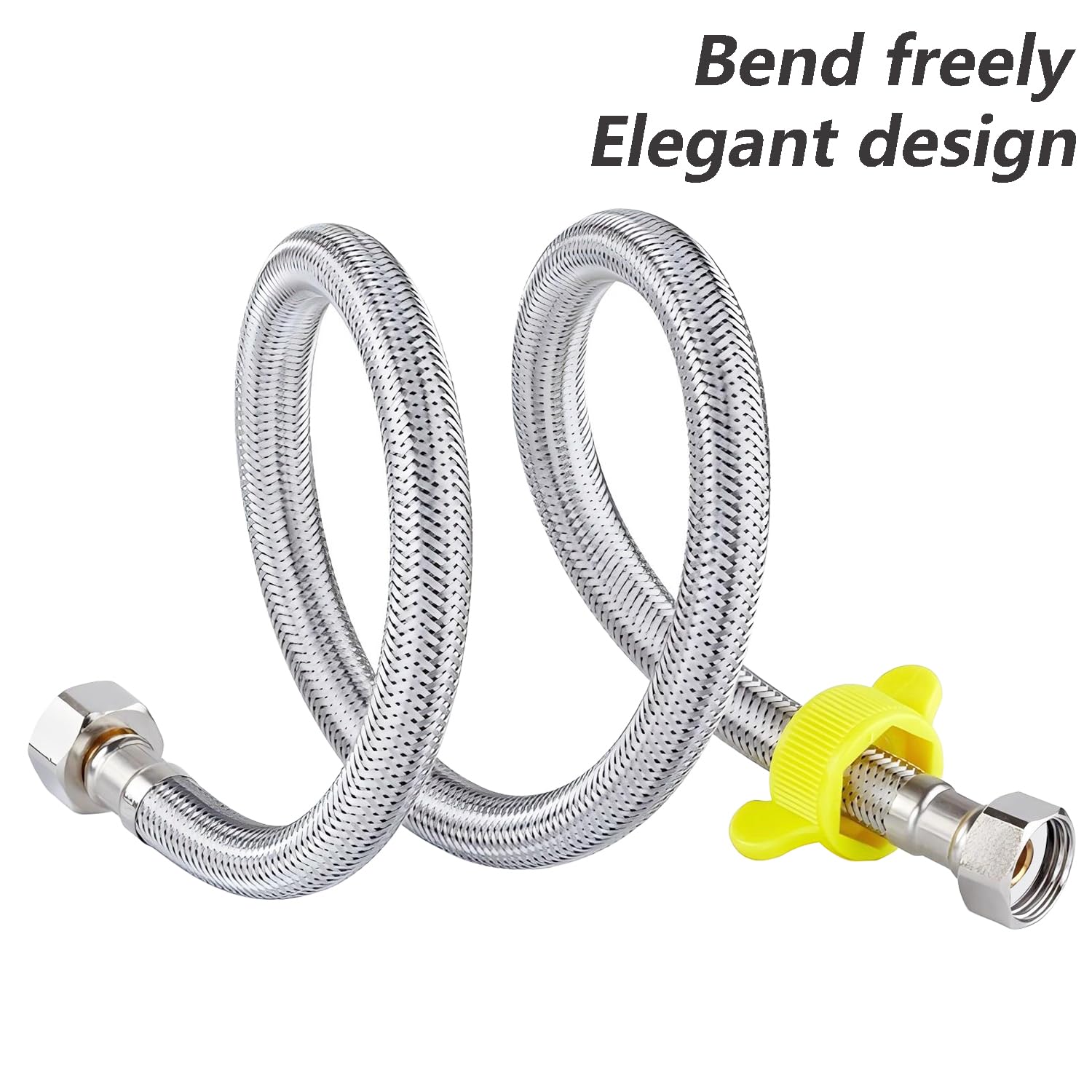 Qrity 2x G 1/2" x G 1/2" Tuyau Flexible Tressé en Acier Inoxydable, 300cm