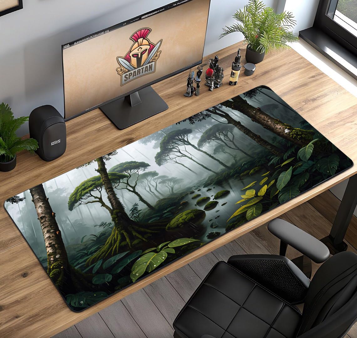 Gadgets WRAP Extra Large Desk Mat Mouse Pad 18 x 36 Inch, Anti-Slip, Spill-Resistant, Ideal for Home, Office, Gaming Setups - Knuckles Rain Forest