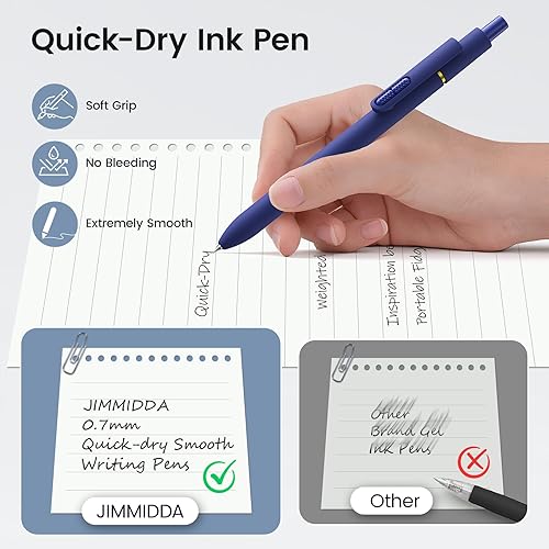 Miniatura 4 de 8 bolígrafos de gel negros - 0.7mm de punta media, tinta negra  Escritura suave - Bolígrafo retráctil de secado rápido para hombres y mujeres