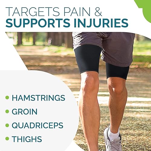 Miniatura 4 de Manga de compresión de muslo para hombres y mujeres Muslo para aliviar el dolor de ciática lesiones en las piernas isquiotibiales y soporte de