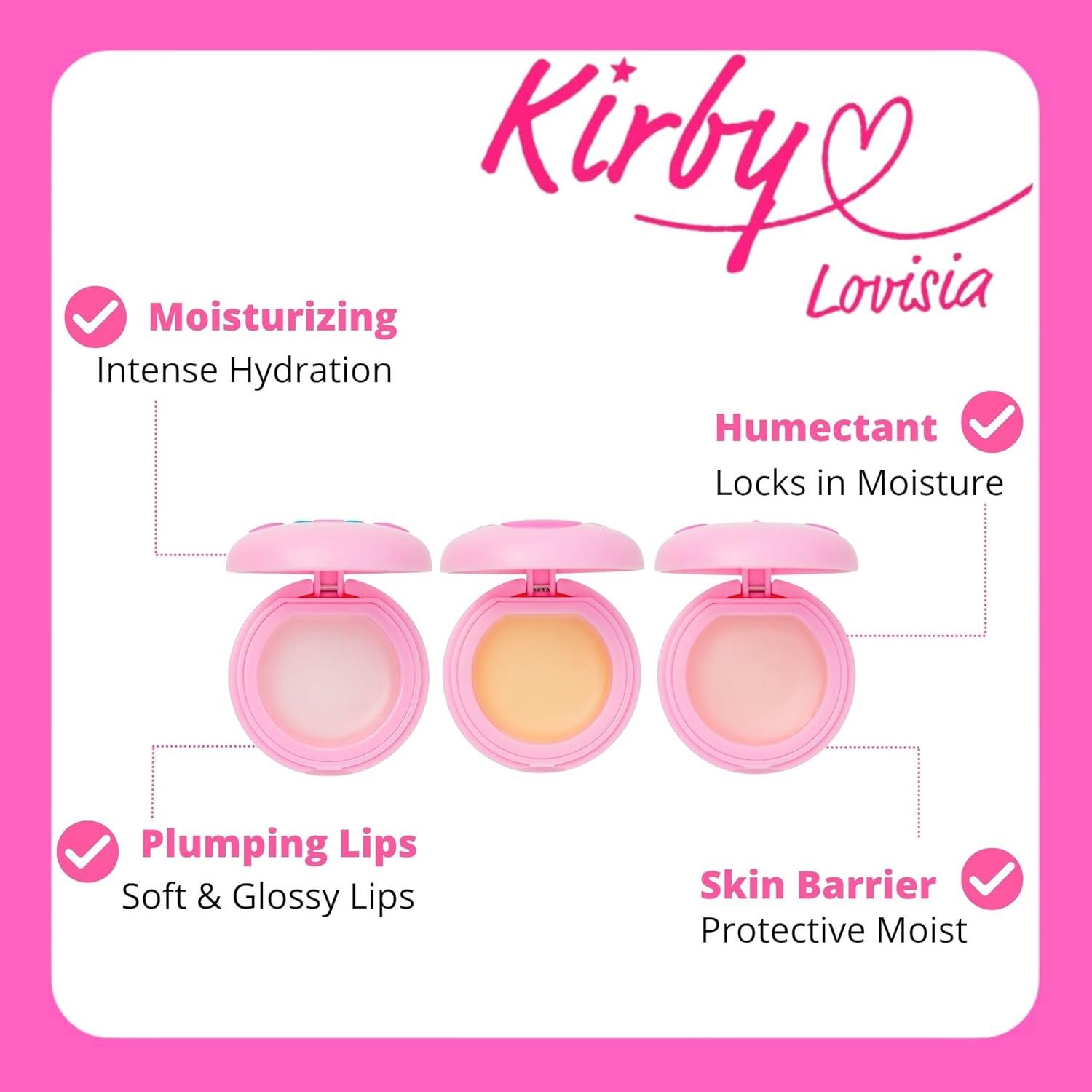 Kirby 6EA Cute Lip Balm for Girls, Fruity Lip Balm for Women with Vitamin E, Honey & Matcha Extract, Made in Japan, Shea Butter Lip Balm & Lip Moisturizer for Dry Lips, Milk + Peach + Mango