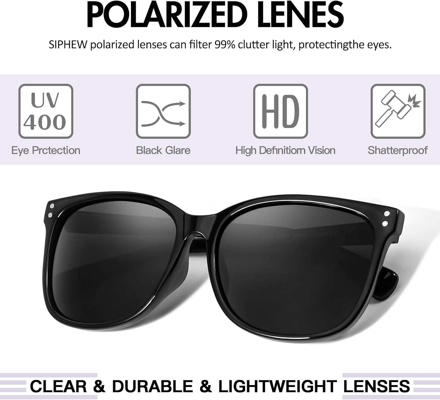 Square Polarized Sunglasses for Women - Womens Classic Style UV400 Protection Lens Sun Glasses - Image 5