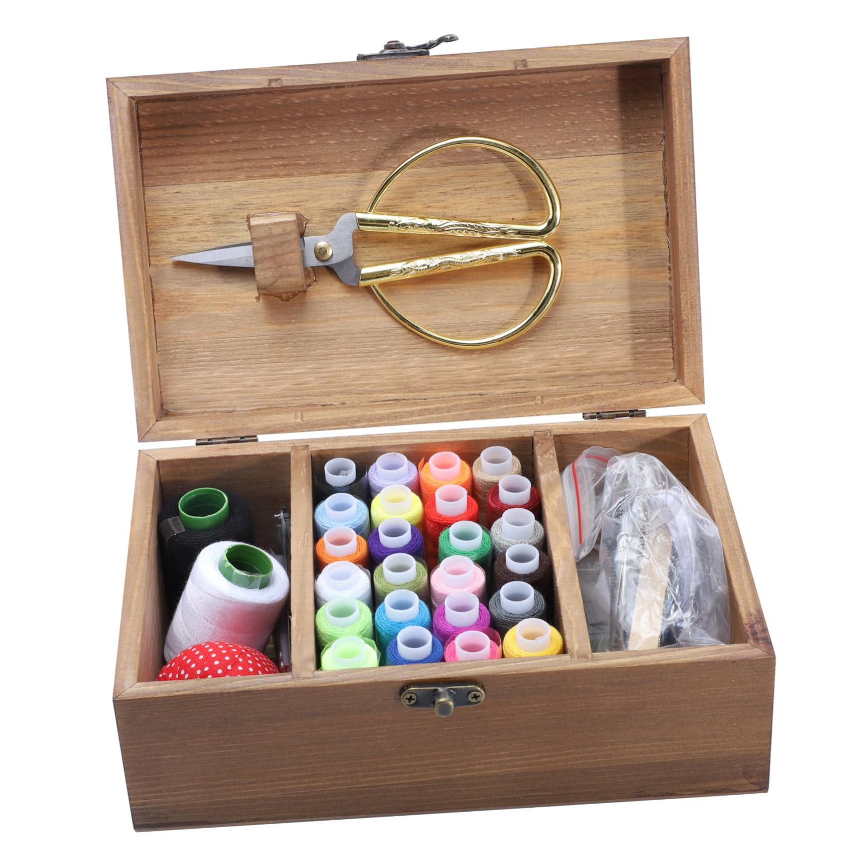Angoily Kit de Costura de Madera Retro Gran Capacidad, Estuche para Artículos de Costura Ecológico y Caja de Herramientas para DIY Hogar