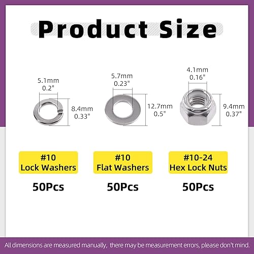 Vista 57 de Swpeet Juego surtido de 132 tuercas de seguridad y tuercas hexagonales SAE 304 de acero inoxidable 2 tipos, tuercas hexagonales de rosca gruesa