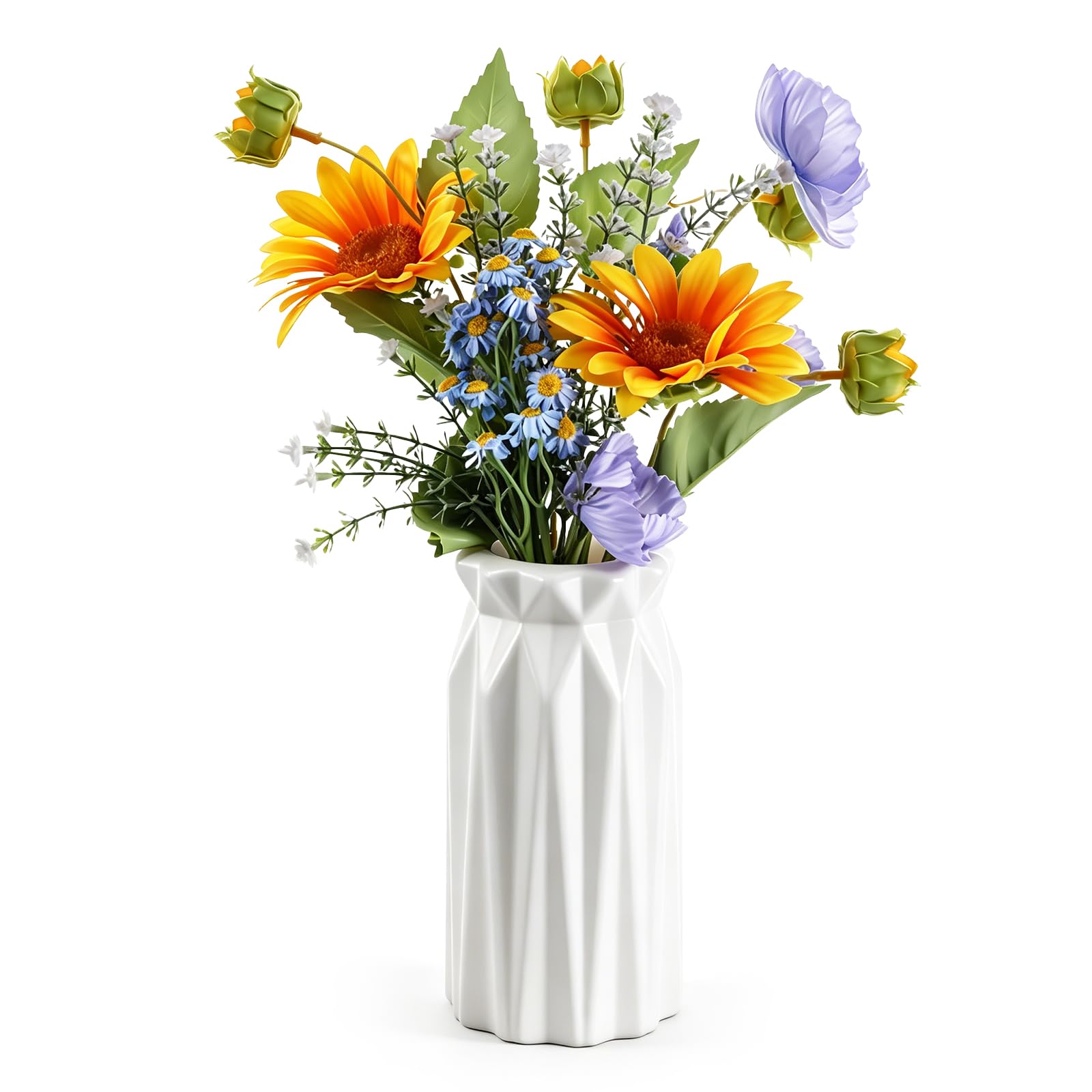 Unbreakable Vase for Flowers, White Plastic Vase, Seashell White