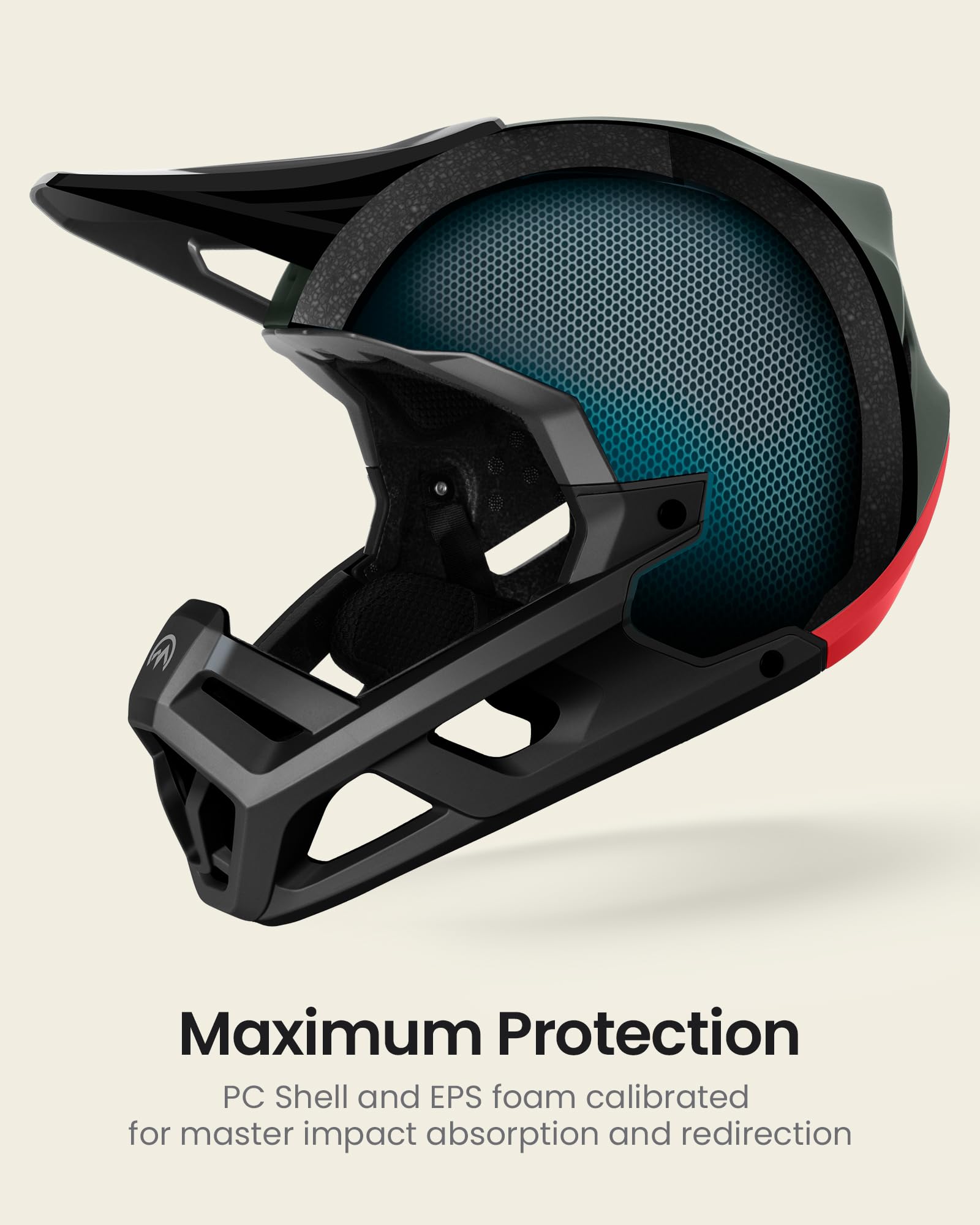 OUTODOOR MASTER Casco Integrale MTB - Modello Rhino con 17 Prese d’Aria, Visiera Regolabile - Ottimo per Mountain Bike Downhill Enduro