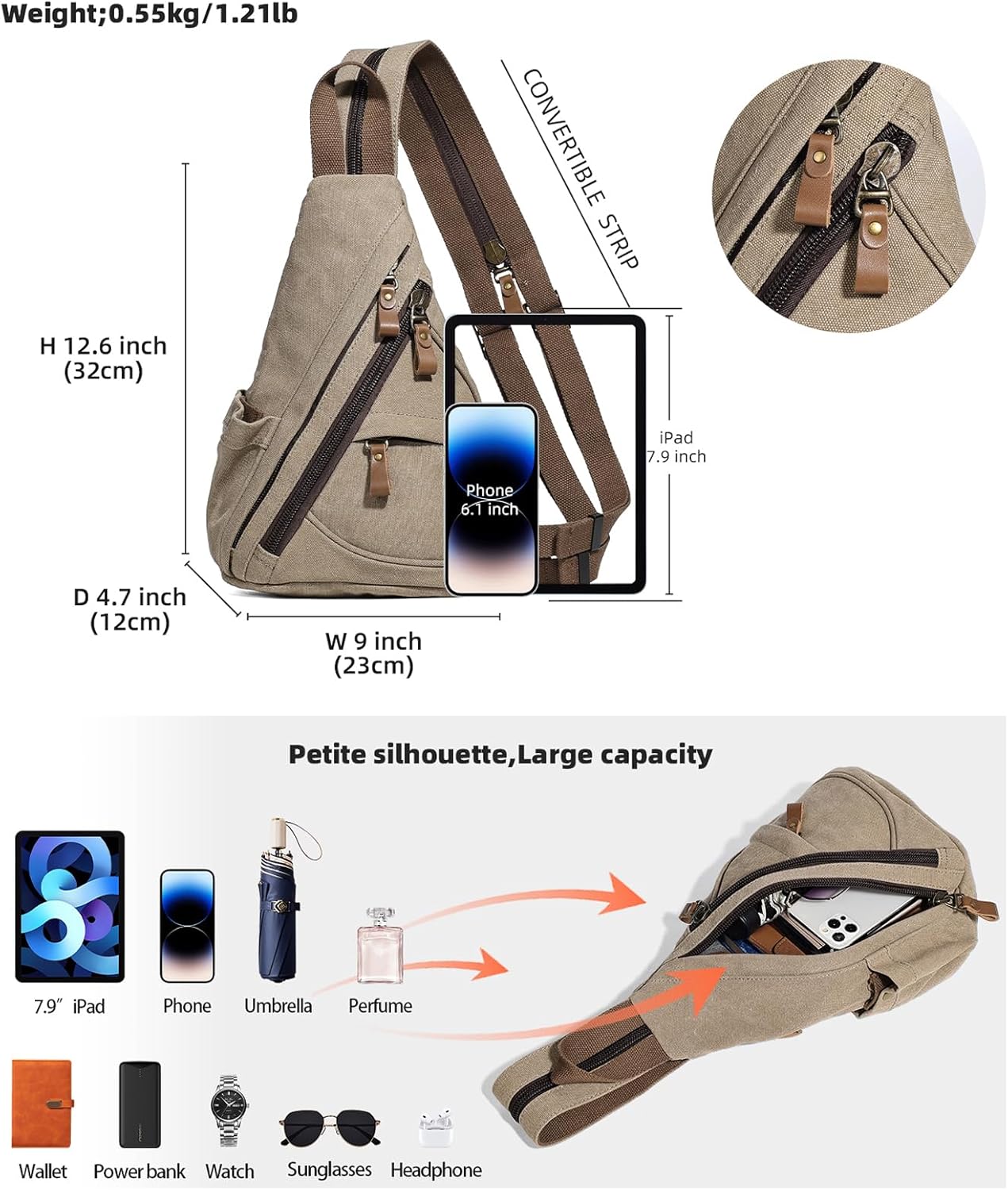 KL928 Sling Bag - Small Crossbody Backpack Shoulder Casual Daypack Rucksack for Men Women - Image 2