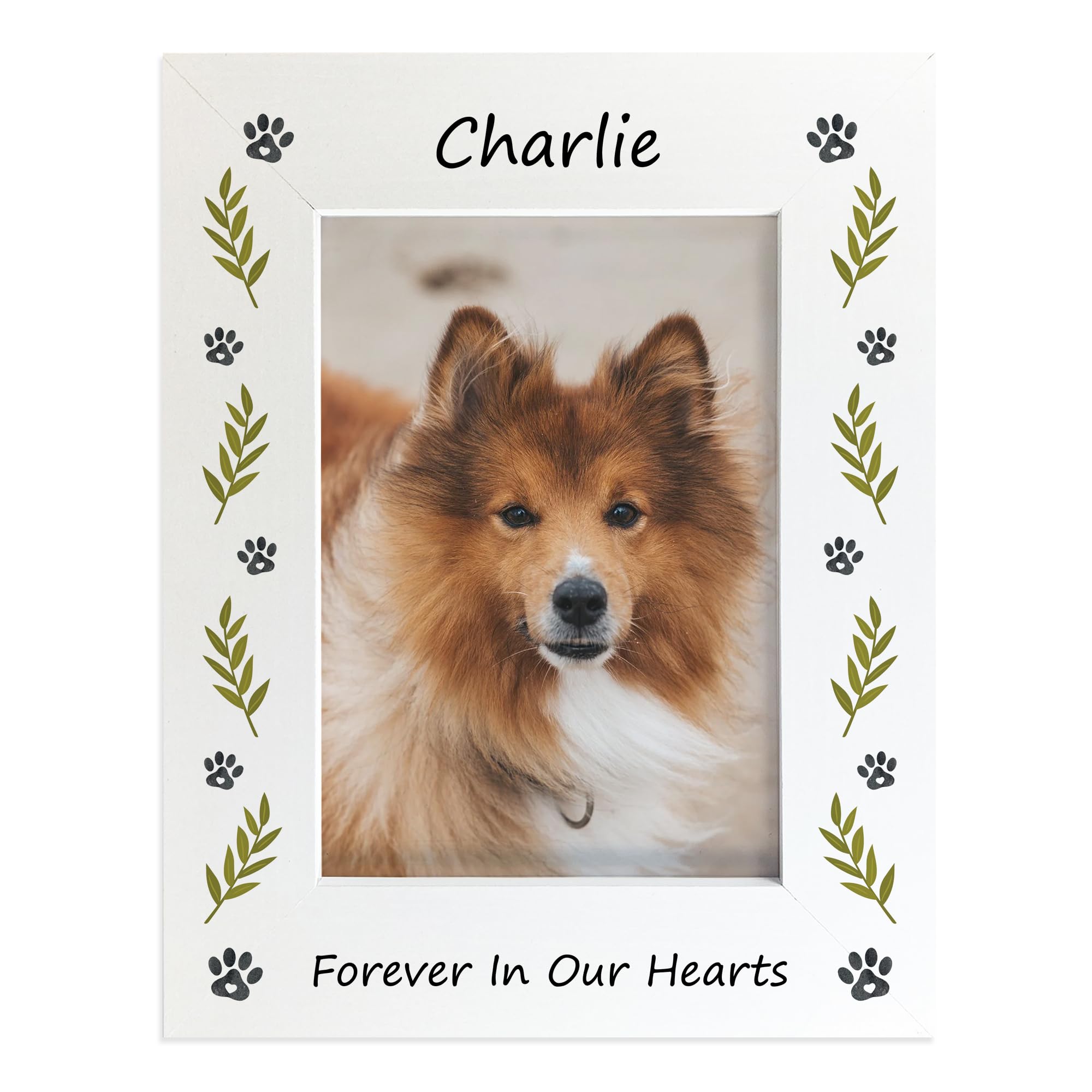 RED OCEAN Personalised Dog Memorial 7x5 White Photo Frame, Pet Loss Gift, Pet Remembrance Photo Frame Gifts, Dog Memorial Keepsake Gifts