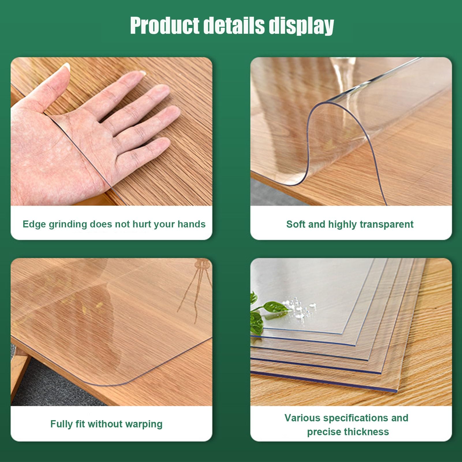 Generico Copritavolo Trasparente Protettivo da 2 mm di Spessore Copritavolo Trasparente in PVC, Tappetino da scrivania Impermeabile per Cucina, cassettiera, scrivania, Tavolo da Pranzo(90 * 120cm)
