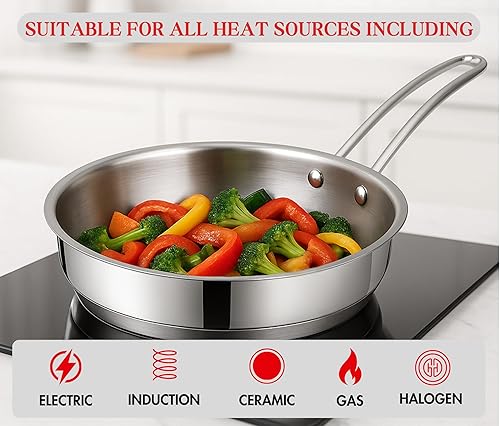 Miniatura 3 de Vinod Classic Deluxe - Juego de 4 utensilios de cocina de acero inoxidable, cacerola, cacerola, Kadai y sarténKadhai profundo para cocinarfondo de