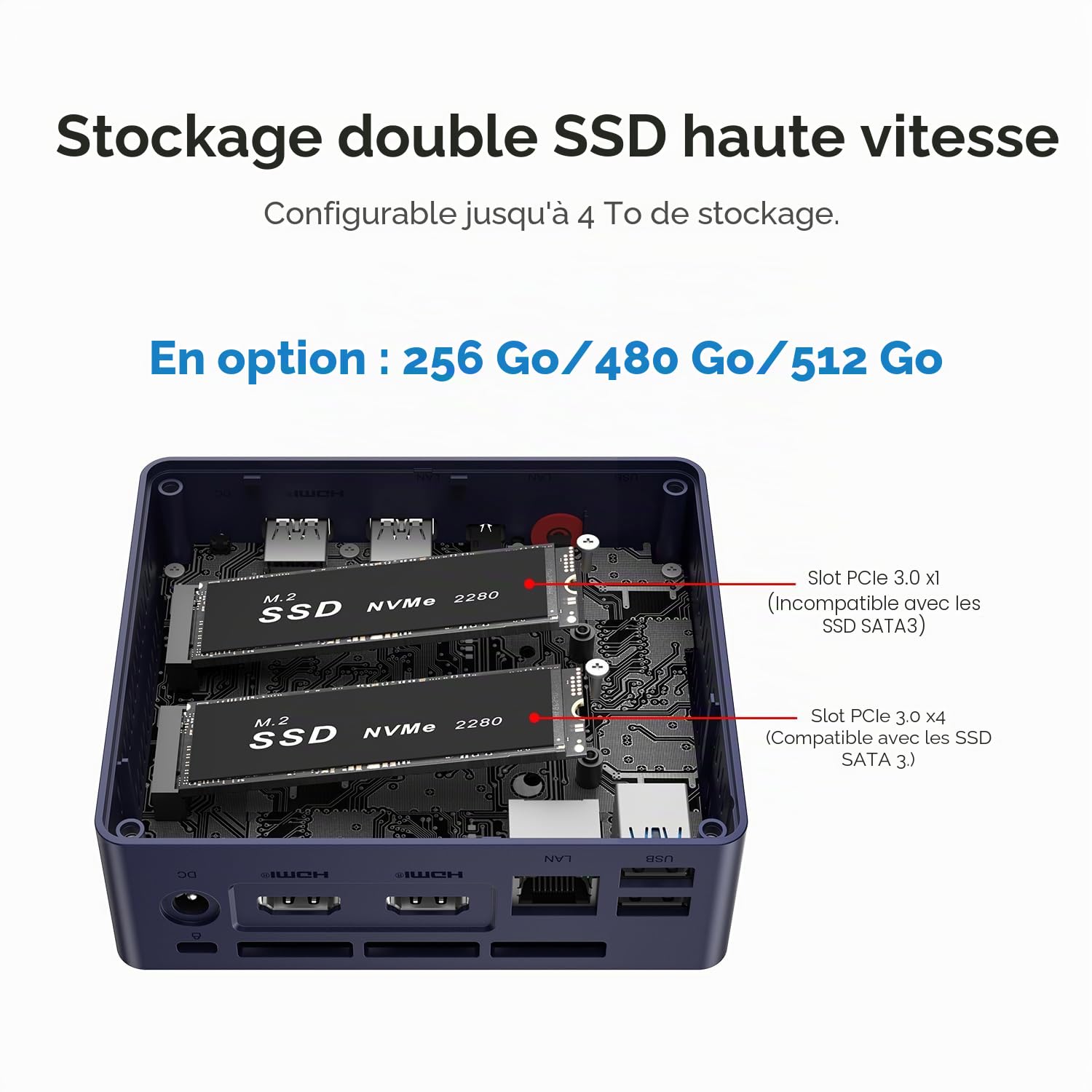 Beelink Mini PC, Mini S12 Pro Intel Alder Lake-N100 Processor (jusqu'à 3,4 GHz) 4C/4T, Mini Ordinateur 12 Go LPDDR5 RAM 512 Go SSD, Ordinateur de Bureau Double HDMI 4K 60 Hz/2,5 G LAN