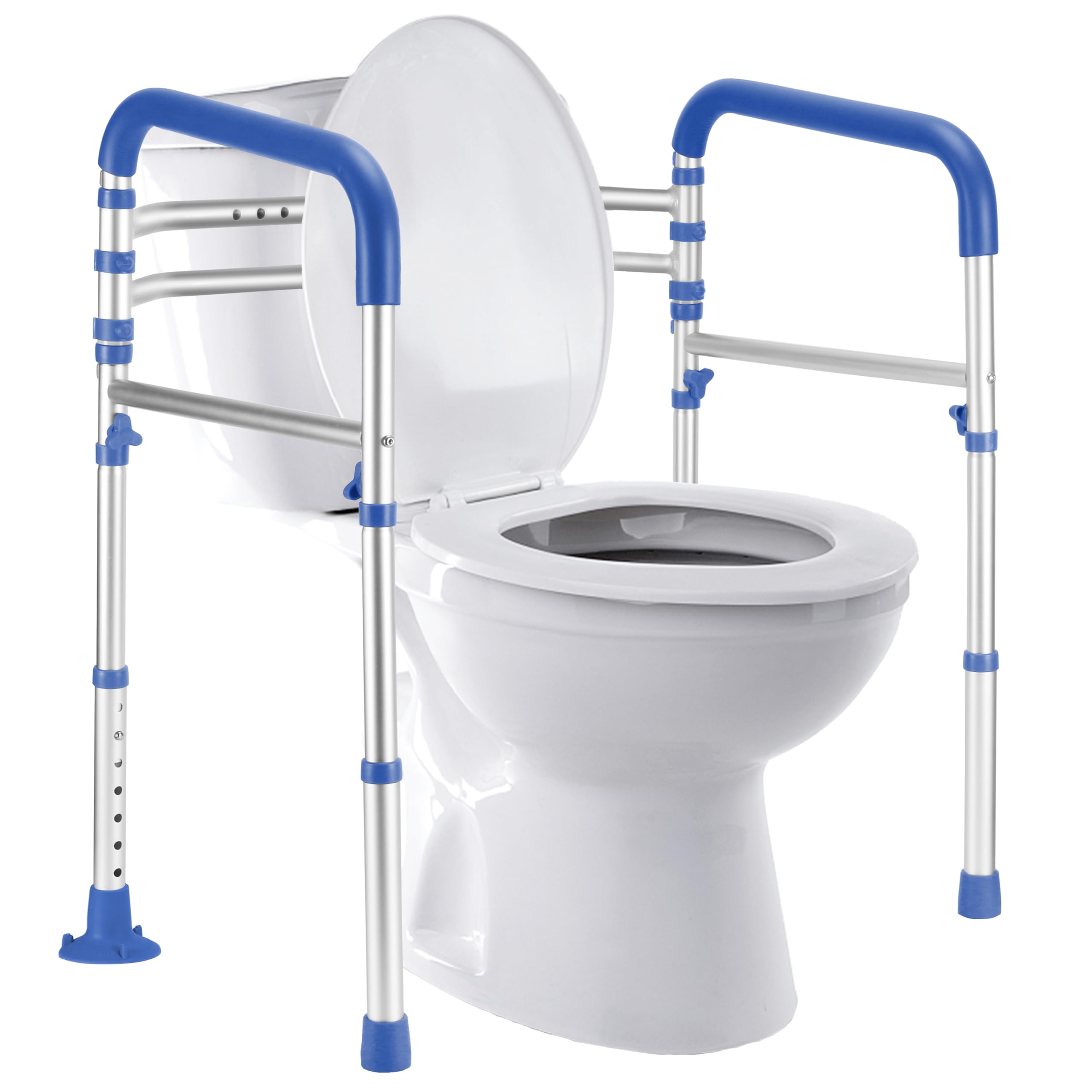 Lianjindun Toilet Safety Rails, 350 lbs, Adjustable Height & Width | Fits Most Toilets, Foldable Design, 350 Lbs Capacity, Aluminum Toilet Frame, Toilet Handles for Seniors, Disabled, Handicap