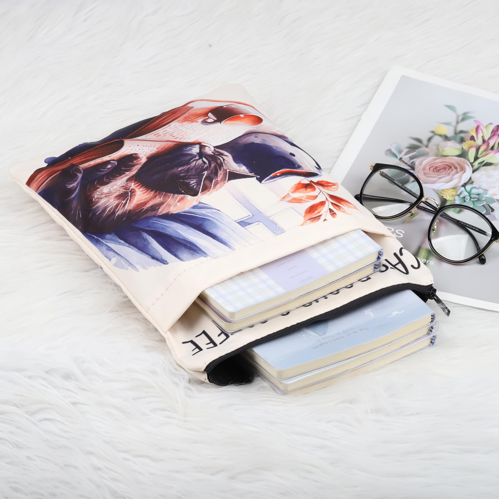 KEYCHIN Cat Book and Coffee Book Sleeve Bookish Cat Coffee Lover Gifts Bibliophile Bookworm Book Covers Protector Librarian Gifts (Cat Book Coffee) - Image 4