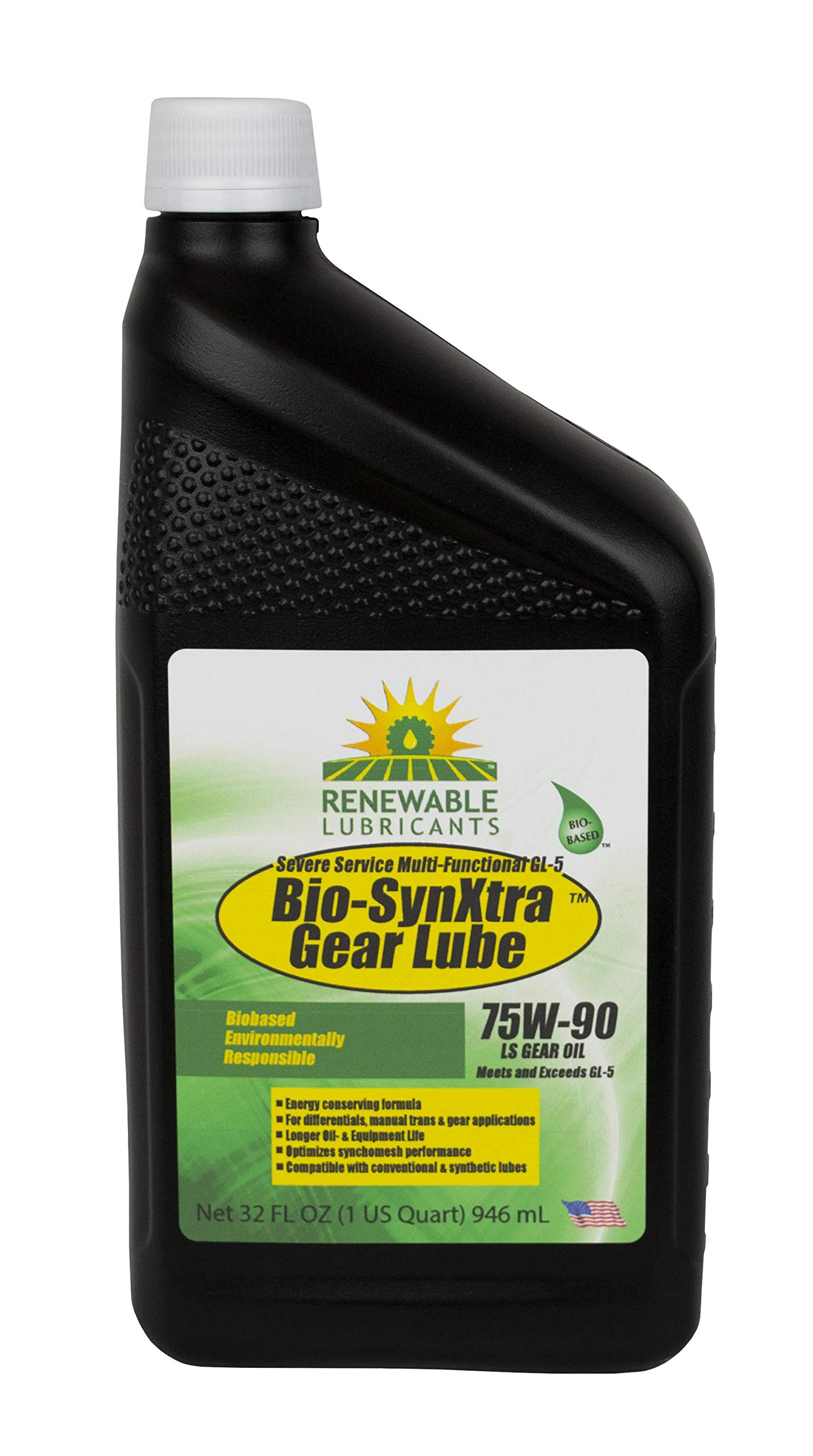 Renewable Lubricants Bio-SynXtra GL-5 LS Gear Lubricant, 1 qt Bottle