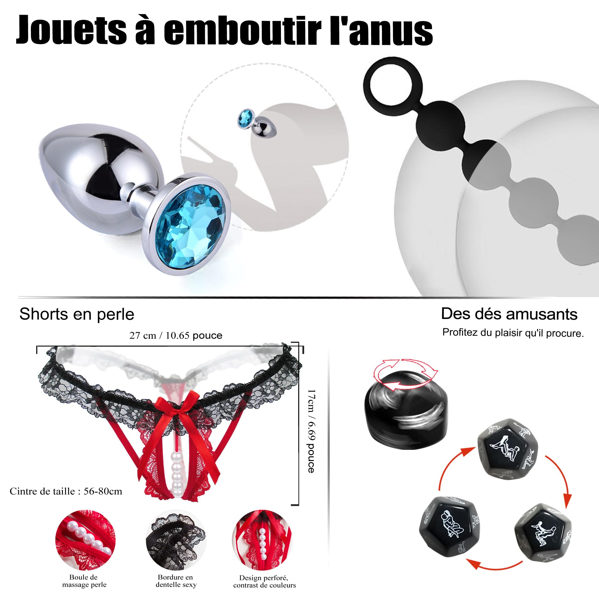 Sex Toys Couple Kit BDSM,Bondage 30 Pièces avec Menottes Sexy Érotique et Accessoires de Bondage pour Jeux Sexuels Adultes