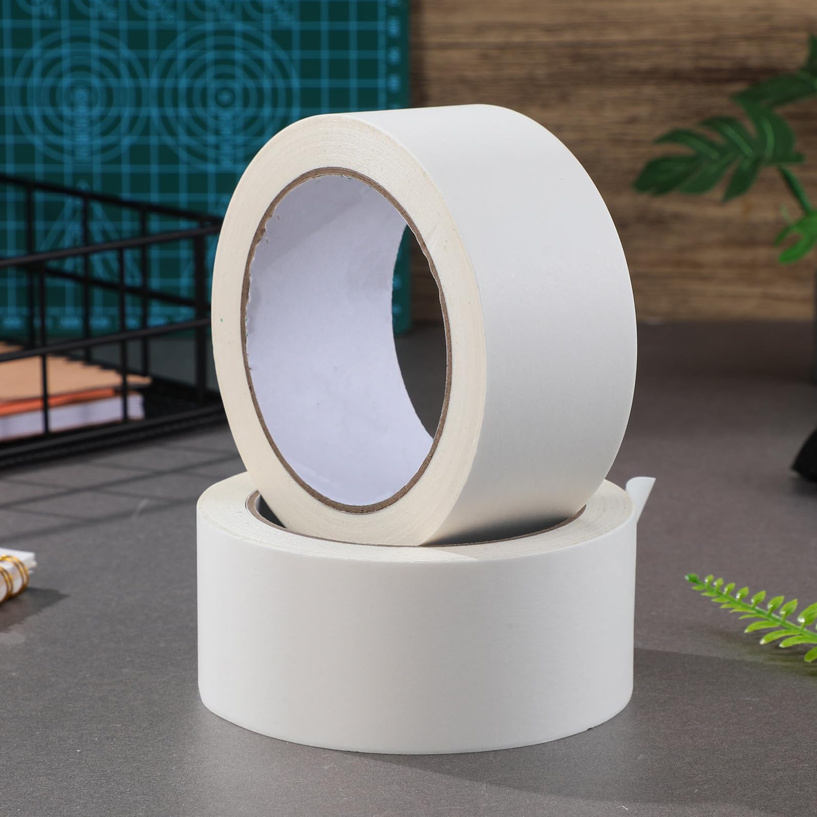 HOMSFOU 2rotoli Nastro Bianco Spedizione Per Carichi Pesanti Nastro in Carta Kraft Rinforzato Spesso Per Sigillare Scatole