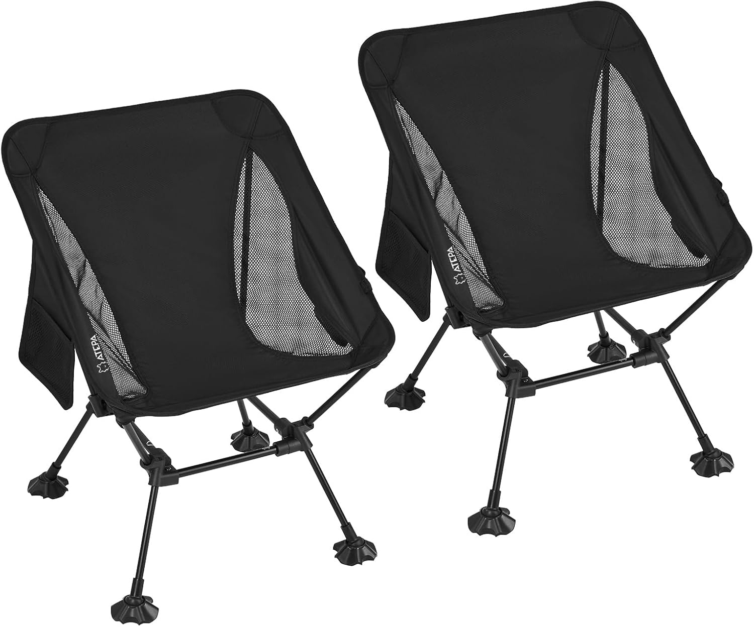 ATEPA Backpacking Chair, Ultralight Folding Portable Small Camping Chairs for Adults Compact Foldable Beach Seat with Anti-Sinking Feet & Aluminum Frame for Outdoor Hiking Travel Fishing, 2 Pack Black