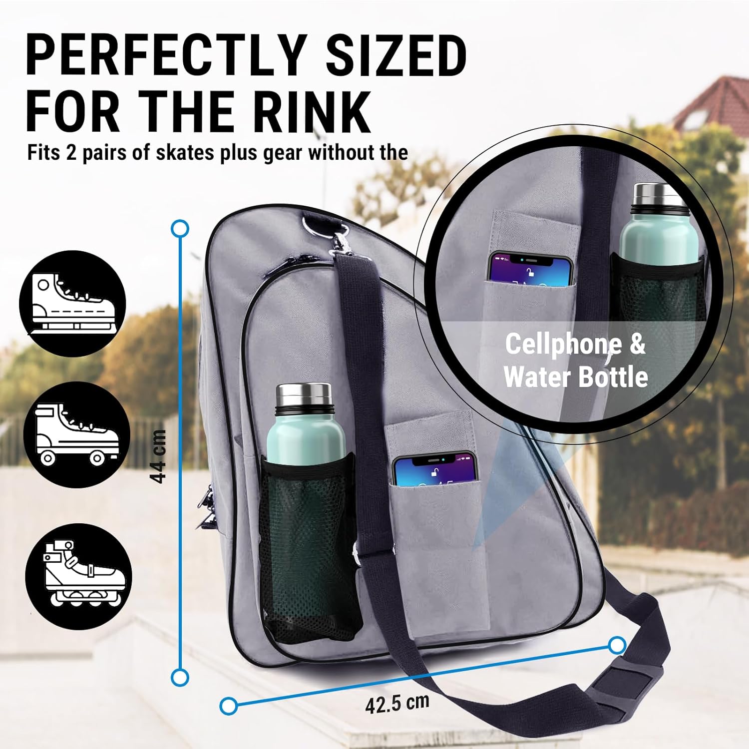 Kami-So Inline Roller Skating Bag | Durable Roller Skate Bag for Adults | Ice Skating Backpack, Rollerblades & Quad Skates