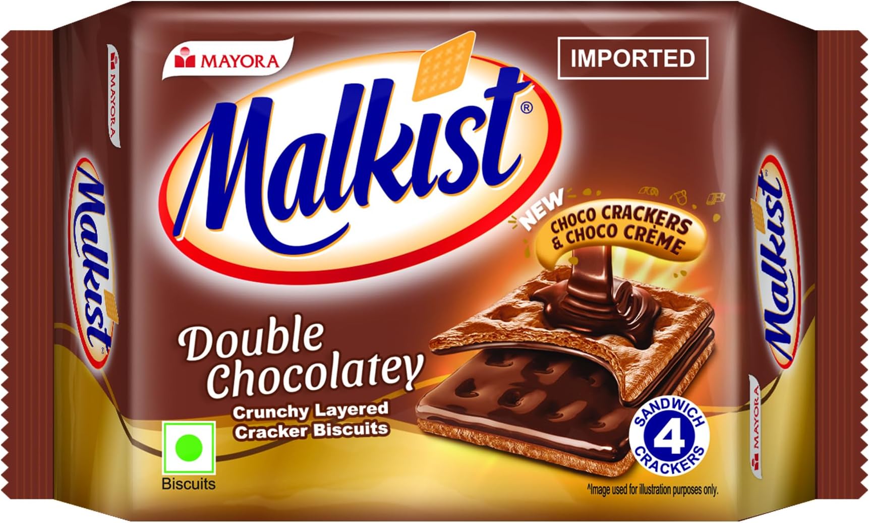 Double Chocolatey Flavoured Cracker Biscuits -72 Gram - Pack of 8(chocolate)