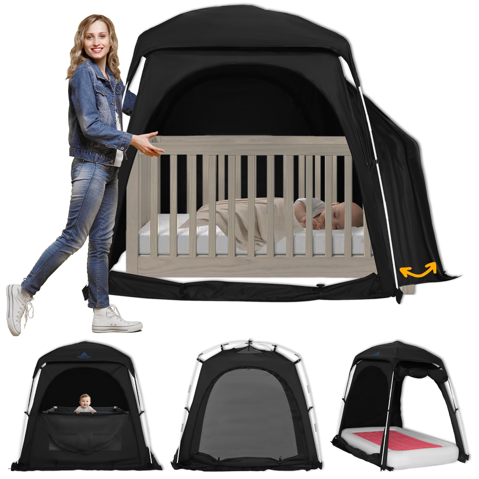 Blackout Crib Tent for Pack &amp; Play, Toddler Travel Bed