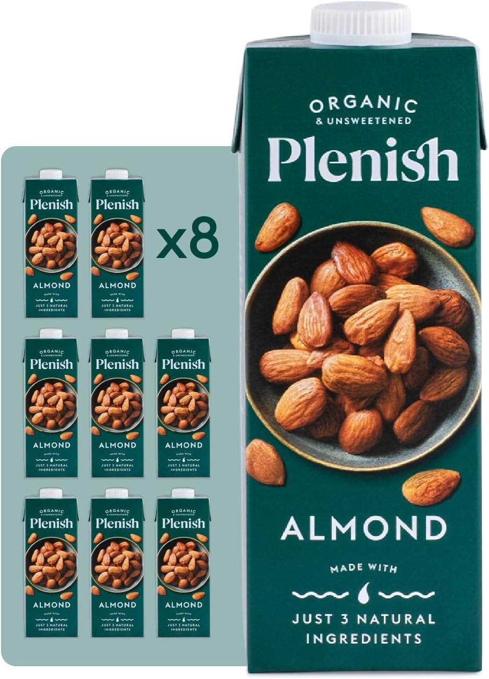 Unsweetened Organic Almond Milk 1L (Pack of 8)