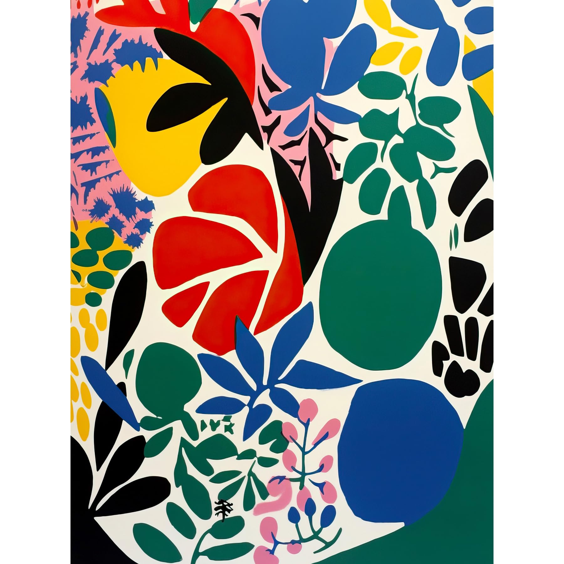 Artery8 Botanical Garden Henri Matisse Inspired Acrylic Painting Abstract Bright Shapes Extra Large XL Wall Art Poster Print