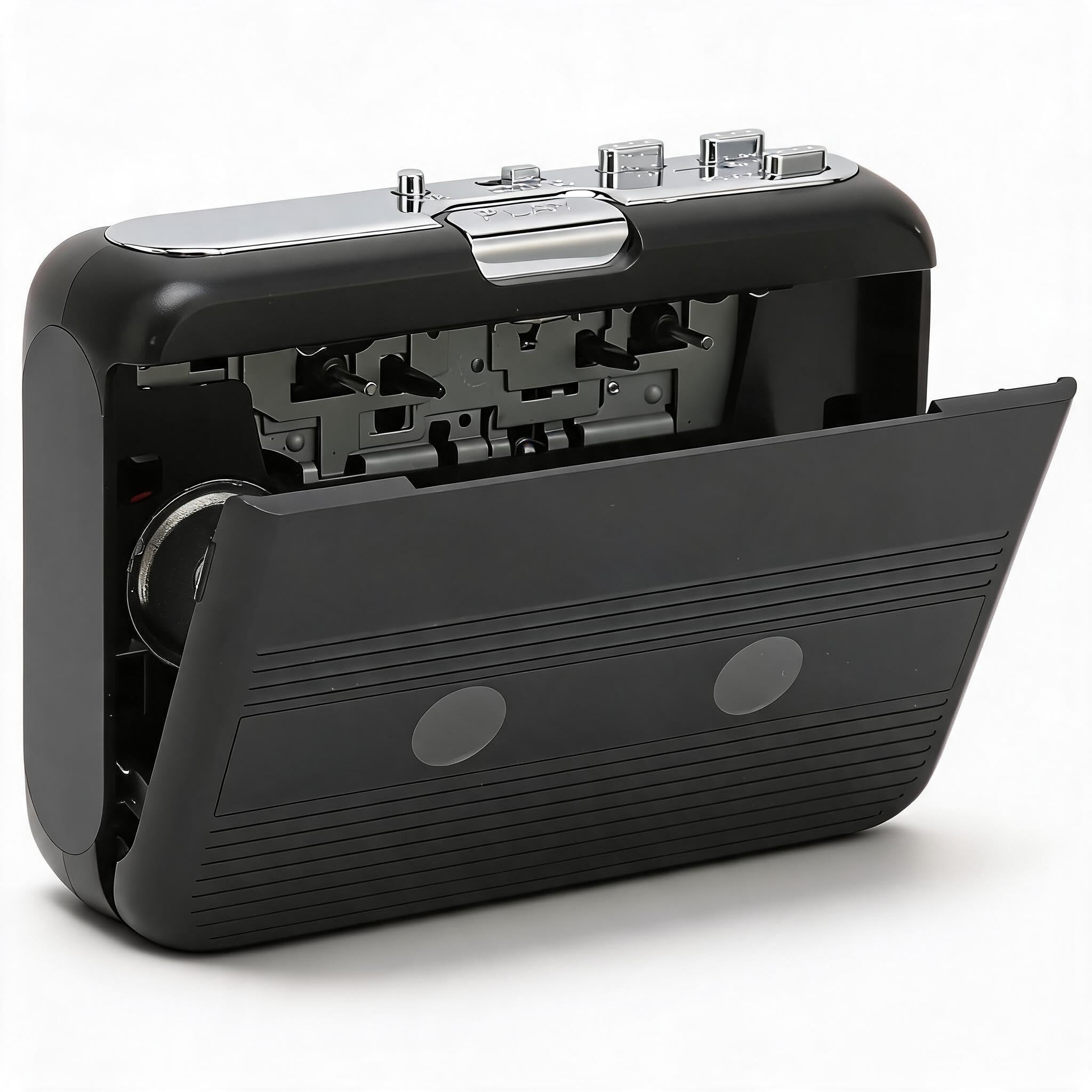Annadue Lecteur de Cassette Bluetooth Portable, avec Casque, Transfert vers Haut-Parleur, Inversion Automatique, Radio FM, Noir