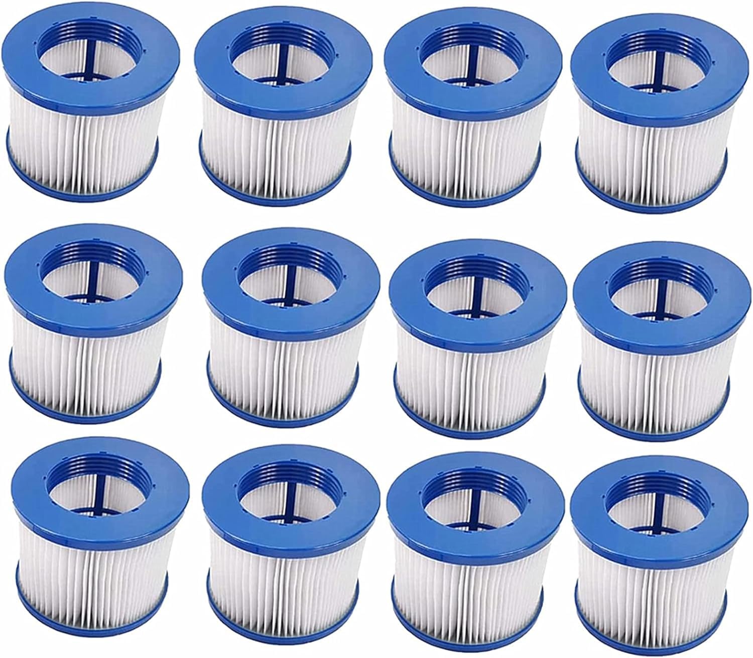 Cartucho de filtro de spa para accesorios de jacuzzi, filtro Clever Spa de 75 x 100 mm, filtro de piscina compatible con piscinas de spa, filtro de láminas (azul-12 unidades)