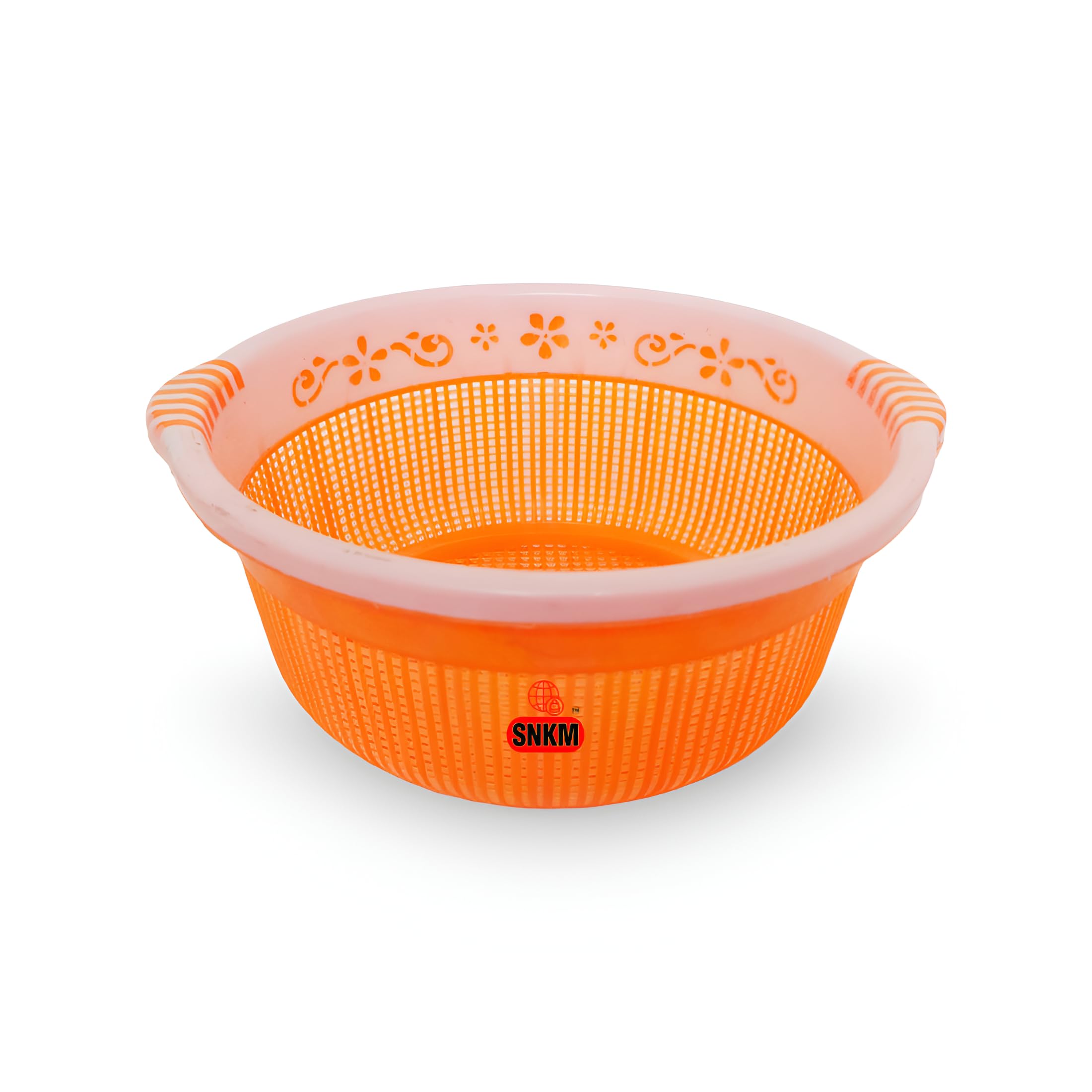SNKM Plastic Round Shaped With Handle Support Basket For Fruits and Vegetables | Home Kitchen Organizer Multipurpose Use (Medium, Multicolour, Pack of 1)-image-9