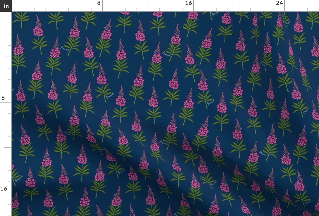 Spoonflower Fabric - Spring Fireweed Pink Woodland Fuchsia Wildflower Printed on Upholstery Velvet Fabric Fat Quarter - Upholstery Home Decor Bottomweight Apparel