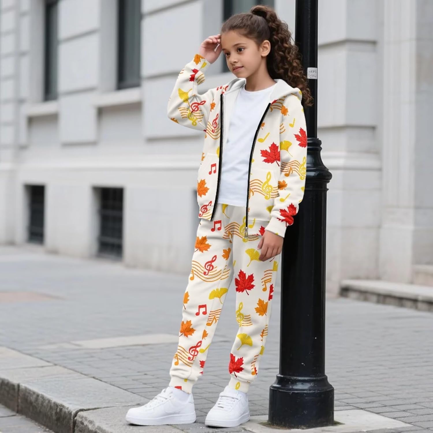 Girls 2 Piece Outfit Zip Up Hoodies and Sweatpant Clothing Set Casual Soft Sweatsuits Sets Athletic Tracksuit