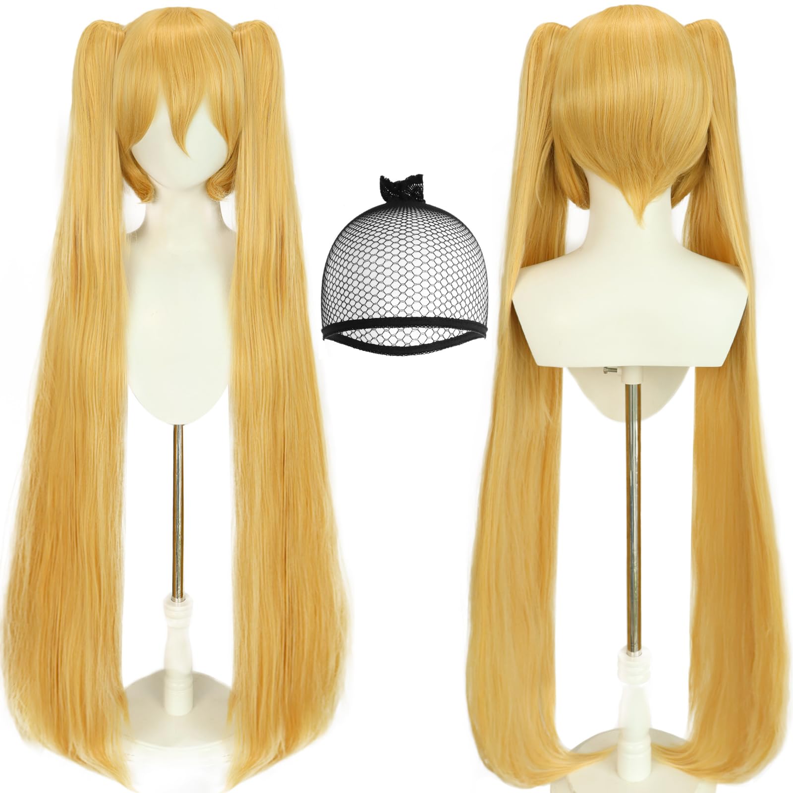 JoneTing 48inch/120cm Wig【+ Hair Cap】 Long Pink Ponytail Wig for Women Long Straight Wigs with Ponytails for Anime Peluca Rosa Hair for Halloween Straight Pigtail Wigs for Cosers Costume: Blonde