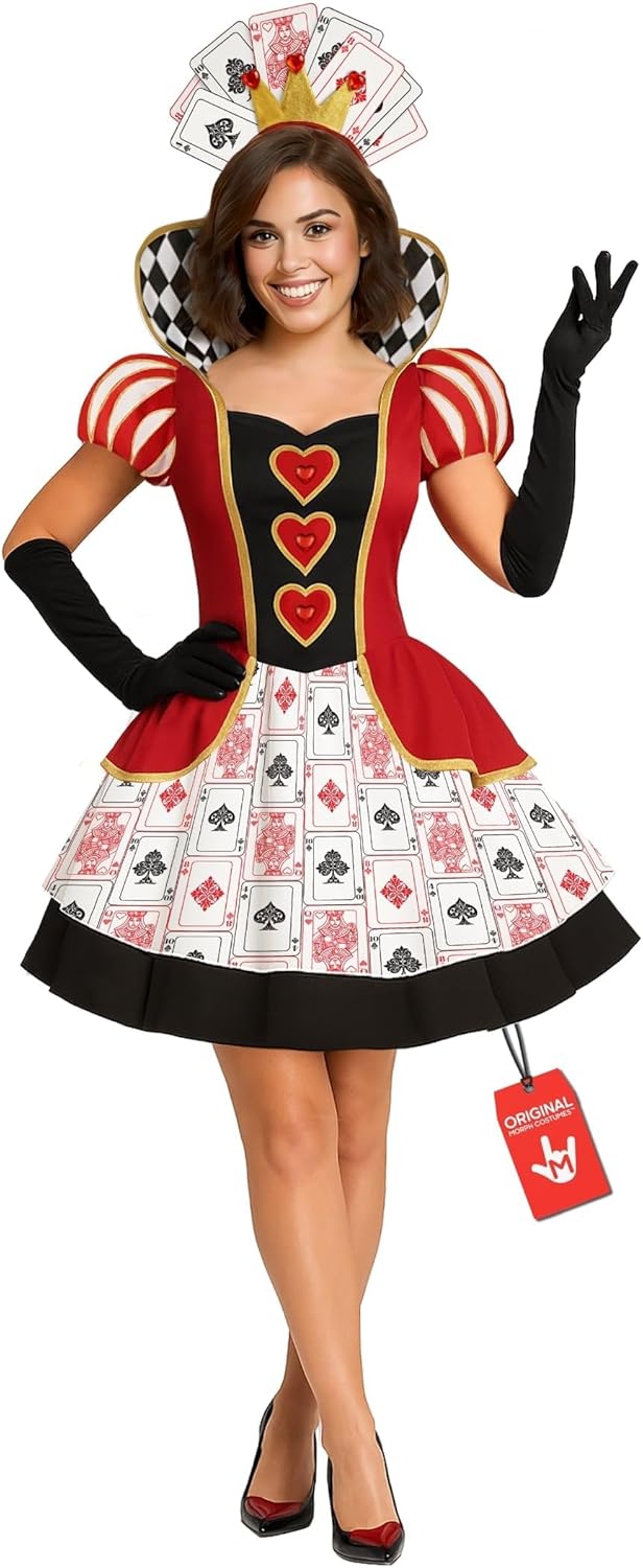 Morph Short Heart Queen Costume For Women With Dress And Accessories, Halloween Costumes For Womens Queen Costume