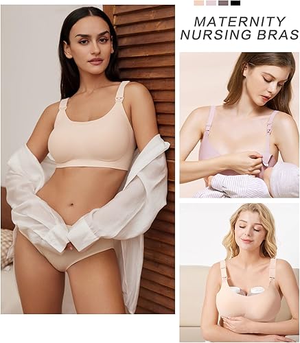 Miniatura 6 de Sujetadores de lactancia para lactancia,Sujetador de maternidad de forma natural,Sujetador de embarazo cómodo con soporte de tira de jalea sin