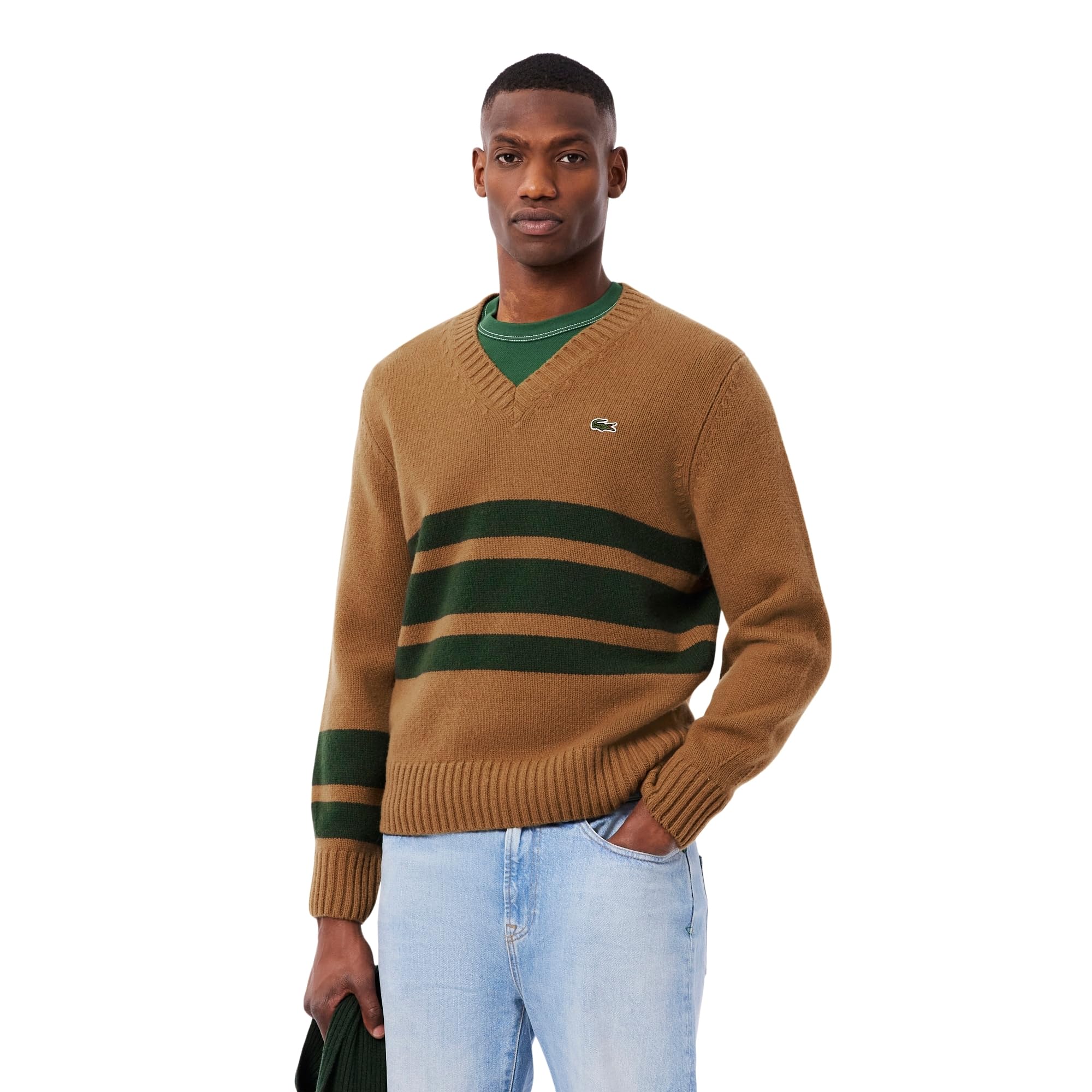 lacoste Striped Wool V Neck Sweater-picture-52