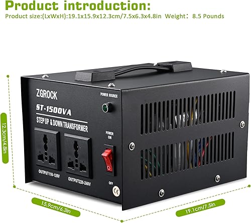 Miniatura 3 de ZGROCK Transformador convertidor de voltaje de 1500 W resistente paso arribaabajo - 110  220 V - Protección del disyuntor