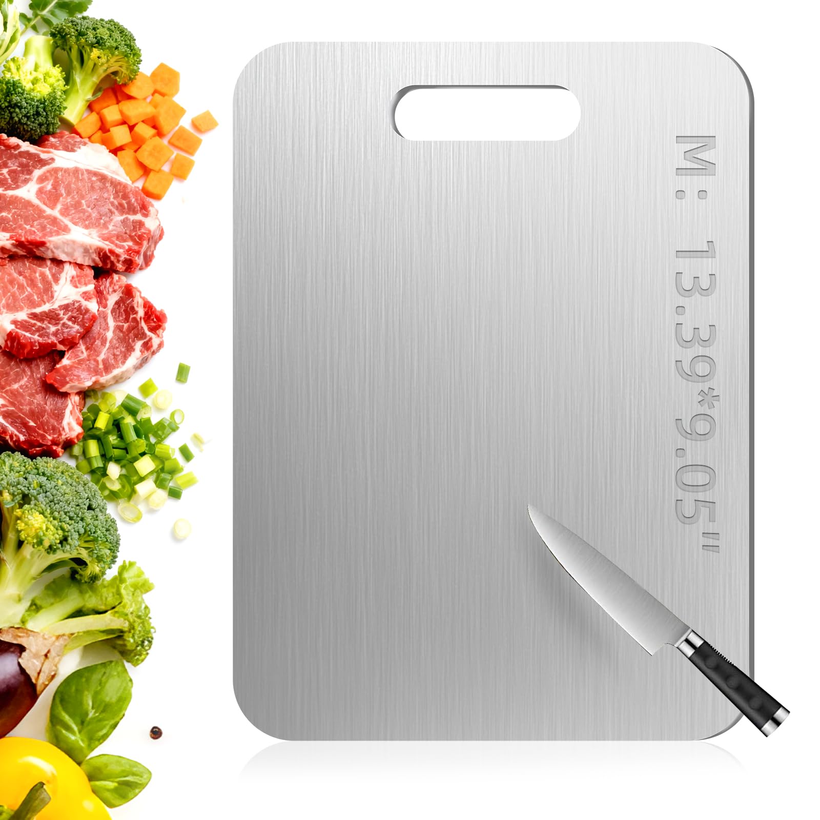 Tavano Titanium Cutting Board,100% Pure Titanium Cutting Boards for Kitchen,Double-side Available Cutting Board for Vegetables,Meat,Fruits,Easy to