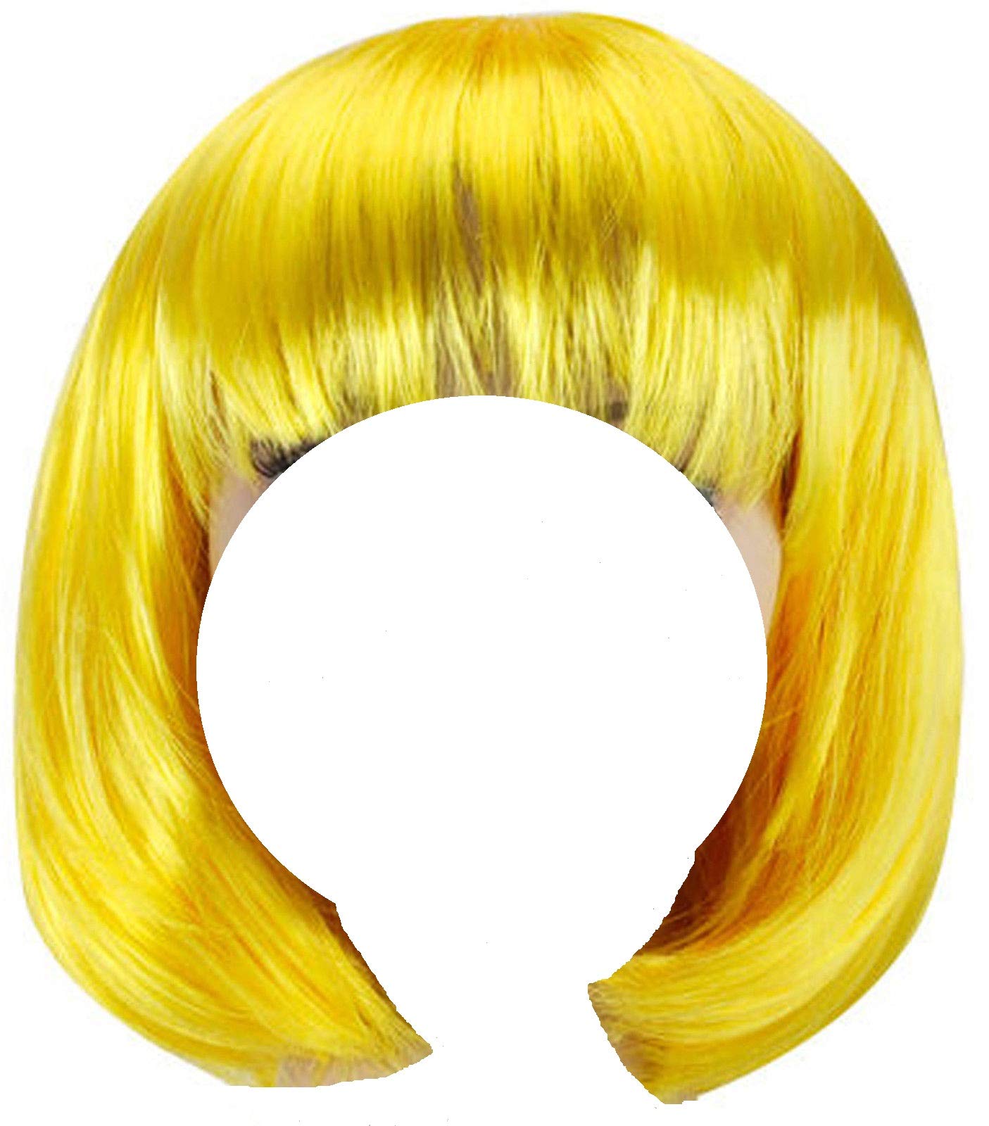 MatissaShort Straight 10" Bob Wig with Bangs Synthetic Fancy Dress Costume Halloween Party (Yellow)