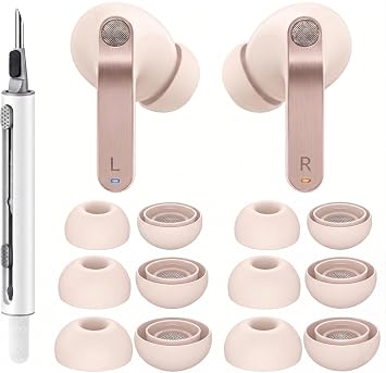 6 Pairs for Samsung Galaxy Buds 4 Pro/Galaxy Buds 3 Pro Ear Tips, Soft Silicone Fit in Case Replacement Tips for Galaxy Buds 4/3 Pro - Pink Gold