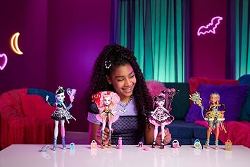 Monster High Scary Sweet Birthday Doll Draculaura in Pink Party Dress with Themed Accessories such as Invitation Balloon Gift Fans and More JBG74