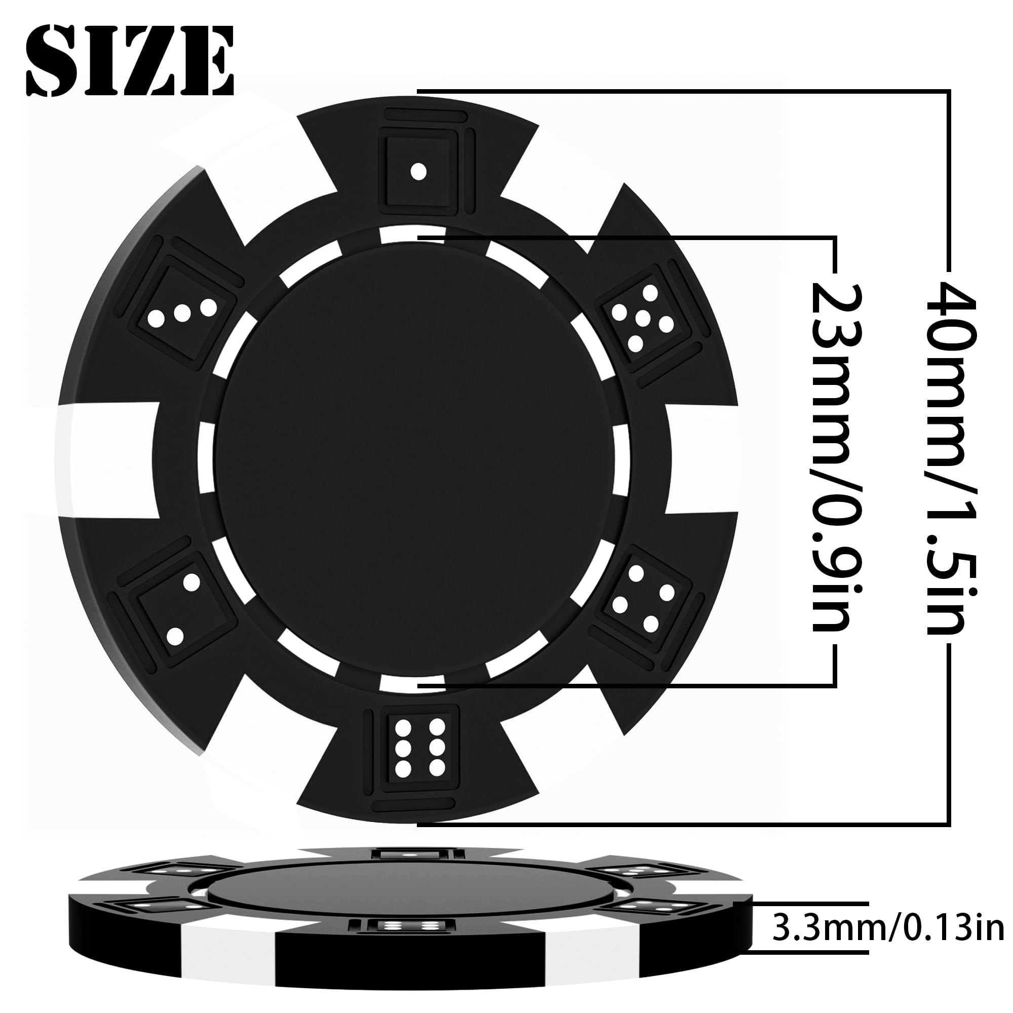 MANBATTLE 50 Custom Clay Poker Chips, Imprinted in Full Color with Your Logo, Image or Text, 40mm Heavy 11.5 gram Clay Casino Sized Poker Chips for Bar Drink Tokens, Card Club or Golf Club (Black)