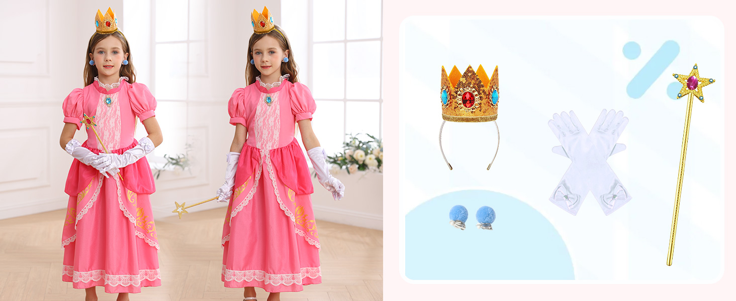 Lito Angels Vestito Costume Principessa con Mantello e Accessori per Bambina per Carnevale Feste, Taglia 3 Anni