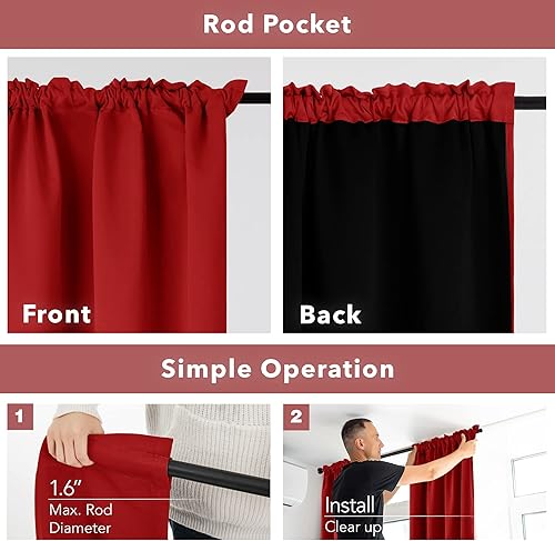 Miniatura 5 de Deconovo - Cortinas totalmente opacas, dobladillo para barra, doble capa, para dormitorio, sala, 2 paneles