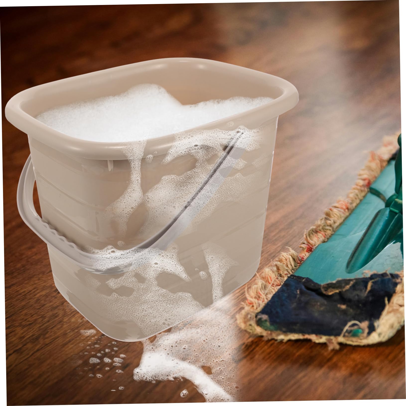 Secchio di Plastica con Manico, Secchio Rotondo Portatile 11l Khaki | Uso Multiplo per Pulizia e Sabbia, Capacità Robusta, Facile da Trasportare e Pratico da Utilizzare