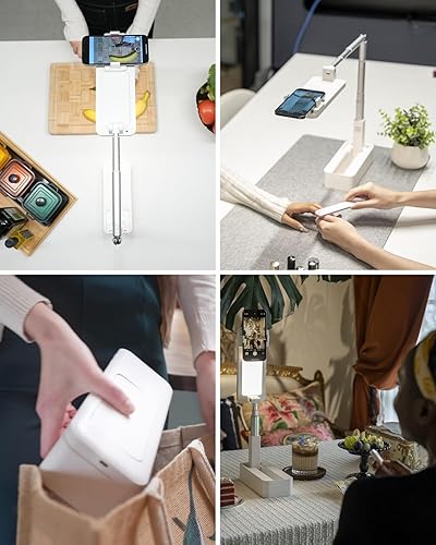 Miniatura 2 de Soporte de teléfono para grabación, soporte de teléfono superior con luz, soporte para selfie, portátil, extensible, rotación de 360, ajustable,