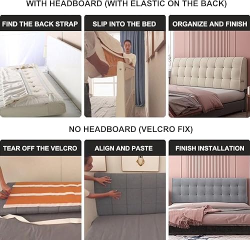 Miniatura 7 de ZZYY Cabecera tapizada de piel sintética suave con botones para cama de tamaño dobleQueenKing, funda suave de soporte con cabecera, gris, Queen59