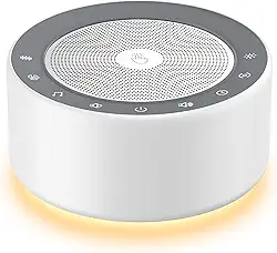White Noise Machine with 30 High Fidelity Soundtracks, 7 Colors Night Lights, Full Touch Metal Grille and Buttons, Timer and Memory Features, Plug in, Sound Machine for Baby, Adults