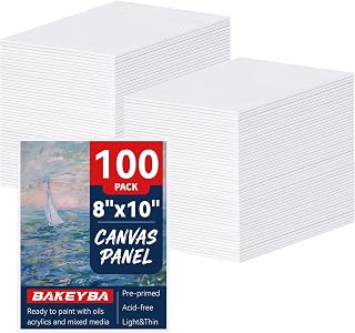 100 Pack 8x10 Inch Flat Canvas Boards for Painting, Canvas Panels