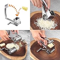 Vista 5 de Kitchen Tools Hand Crank Shredder Butter Cheese Grater, Stainless Steel Rotary Grater Handheld Rotary Cheese Grater with 4 Stainless Drum